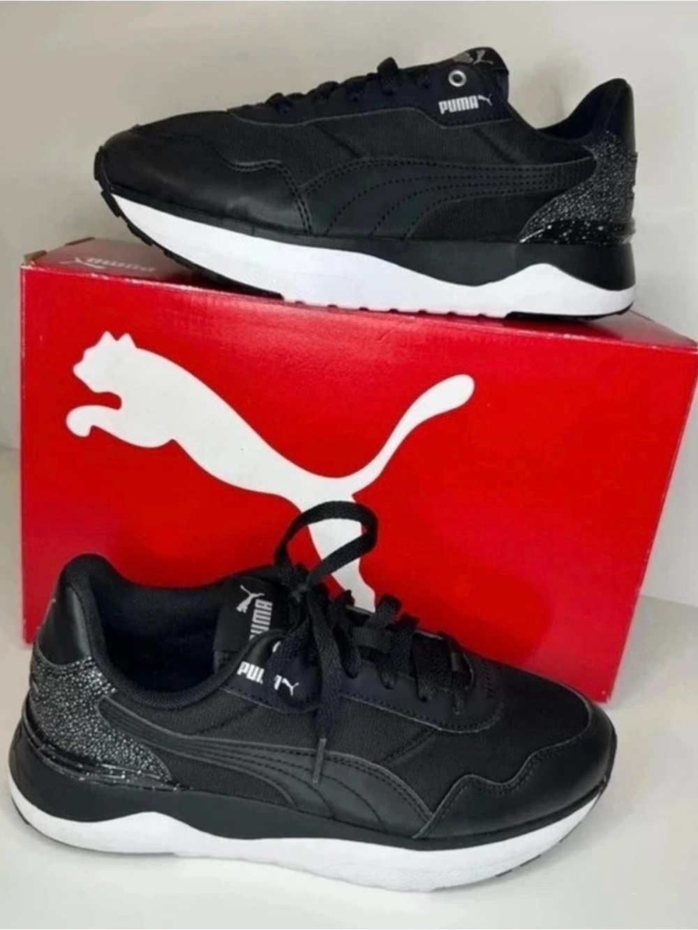 Puma Black Sneakers with White Midsole